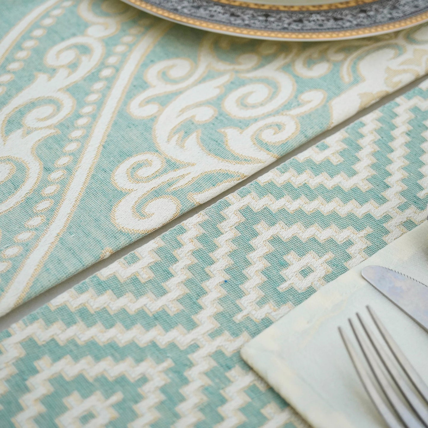 Tribal Luxe Mint Green Table Set