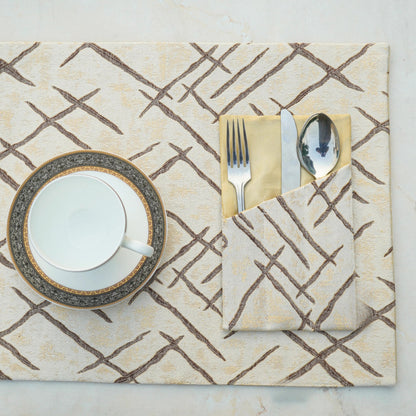 Imperial Brocade Mocha Gold Table Set