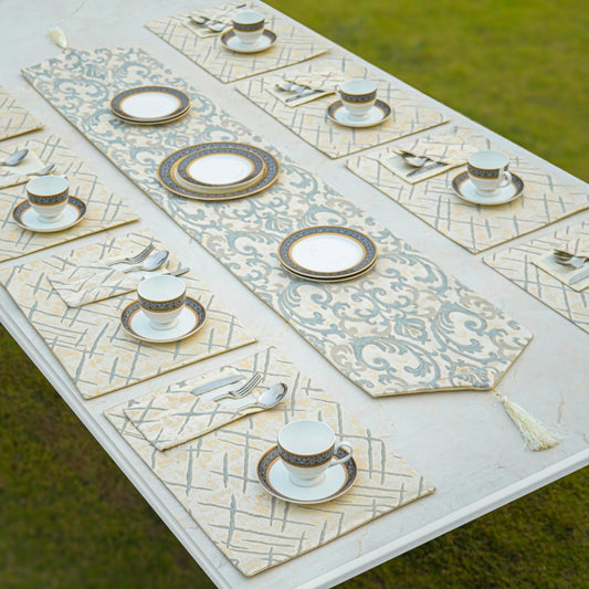 Imperial Brocade Grey Mist Table Set