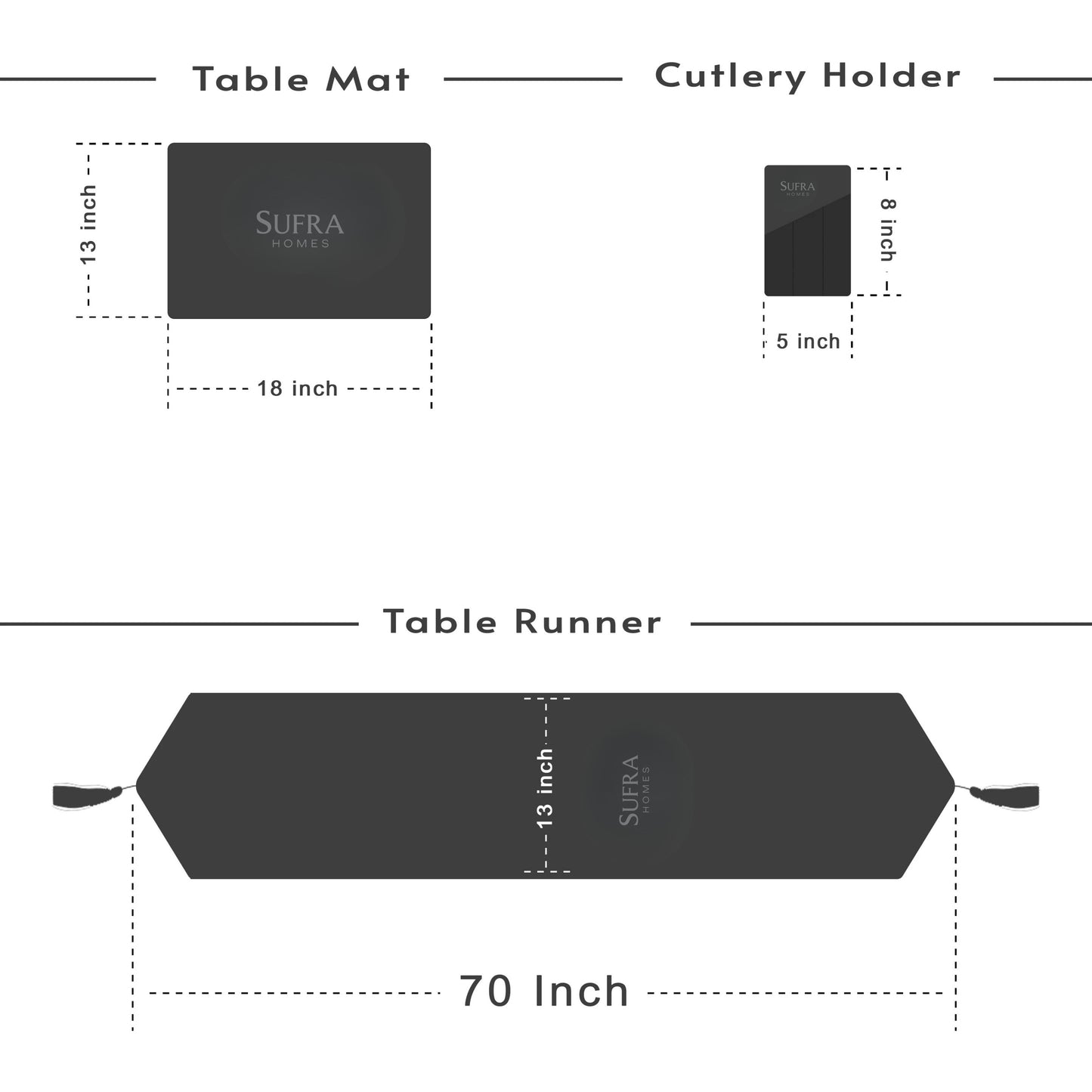 Majestic Tapestry Noir Black Table Set