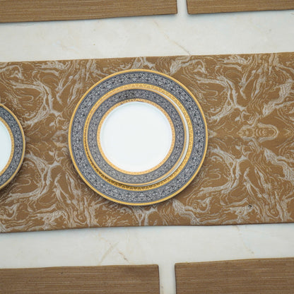 Marble Weave Burnt Caramel Table Set