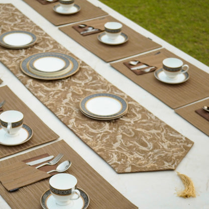 Marble Weave Burnt Caramel Table Set